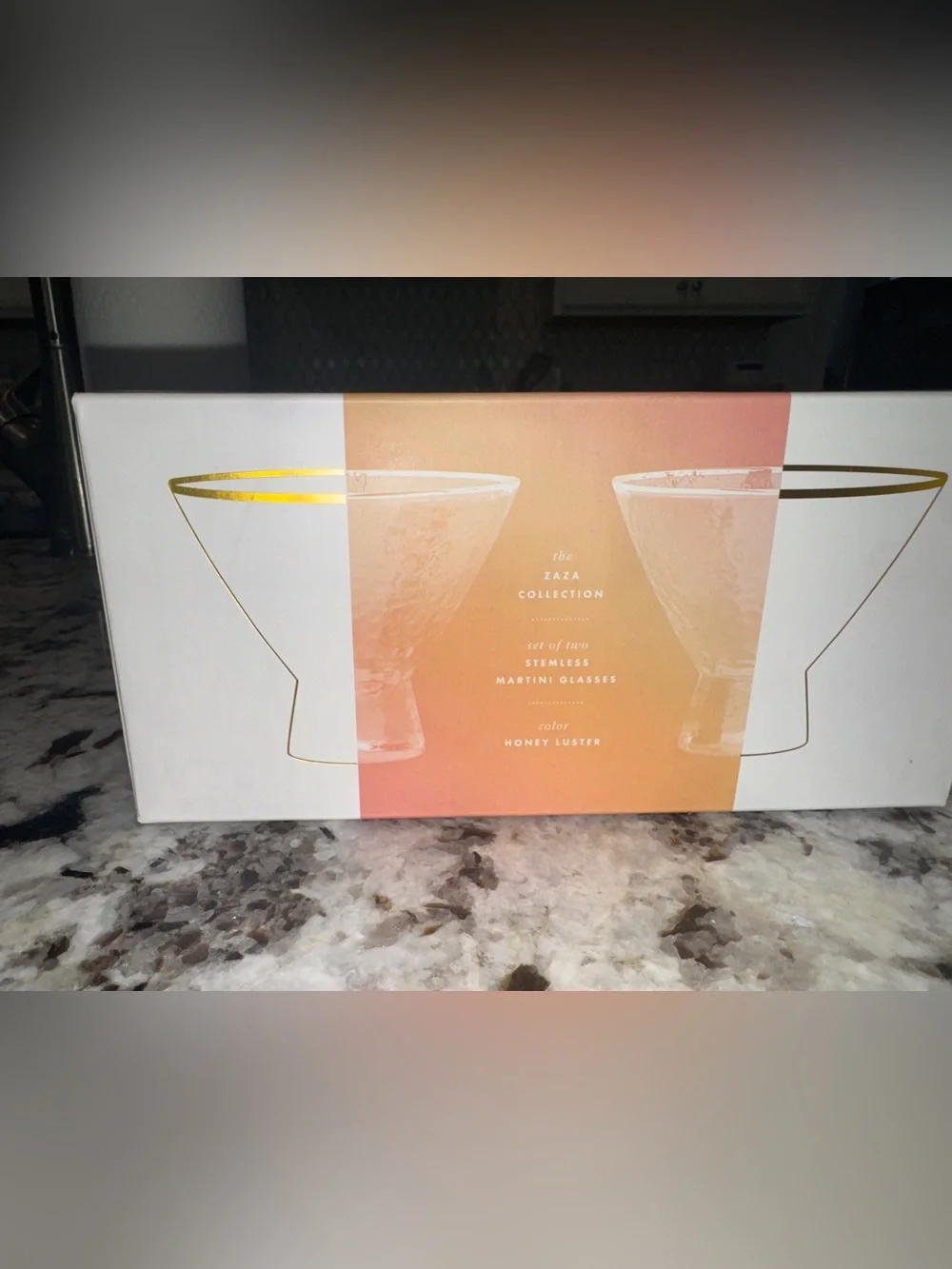 NEW Anthropologie Zaza Honey Luster Stemless Martini Glasses Set of 2 Rare